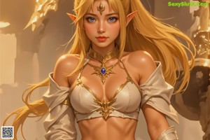 A woman with horns holding a sword in her hand.