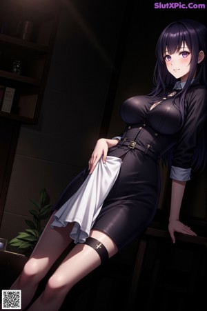A girl in a blue shirt is sitting on a bed.