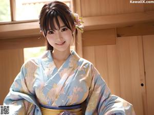 A woman in a kimono posing for a picture.