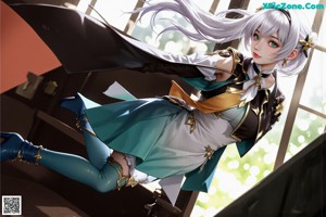 A couple of anime girls standing next to each other.
